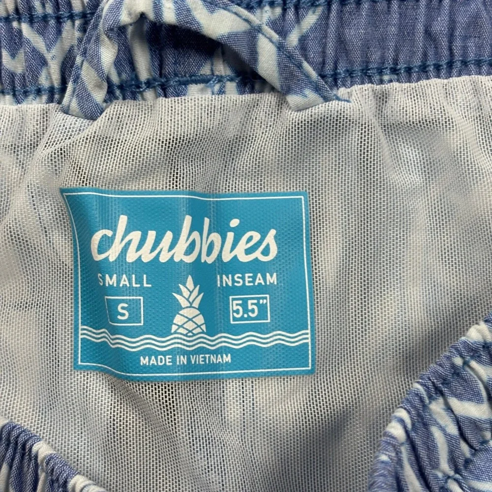 Chubbies Tropical Pineapple Print Blue 5 Inch Inseam Board Shorts Unisex Small
